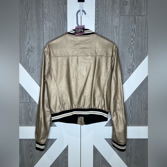 084. Forever 21 faux leather jacket gold m - Picture 6 of 6